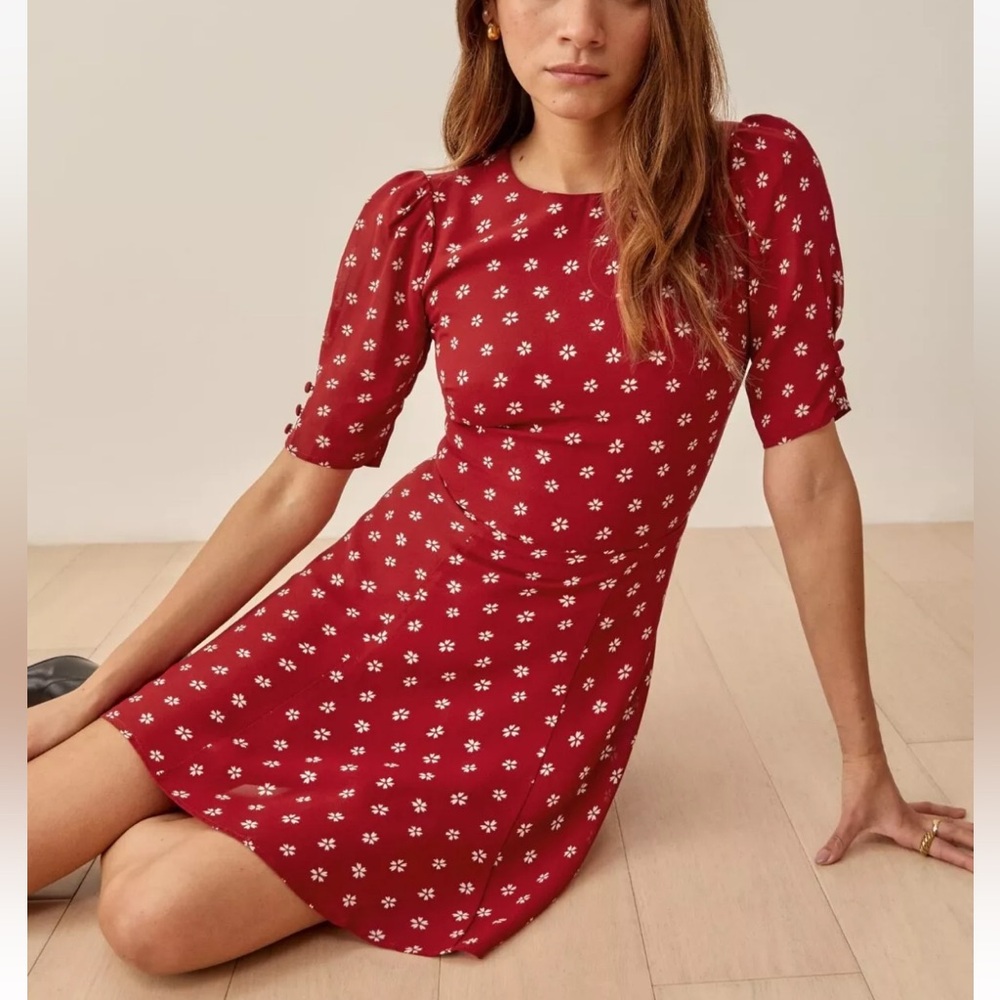 Reformation Dress Bard Fit and Flare Mini in Nigella  Size 0